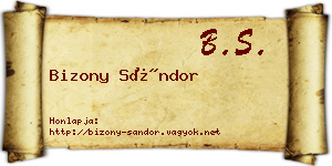 Bizony Sándor névjegykártya