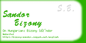 sandor bizony business card